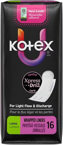 Kotex Lightdays Liner, Long, 16 Count, (Pack of 6) in Kuwait