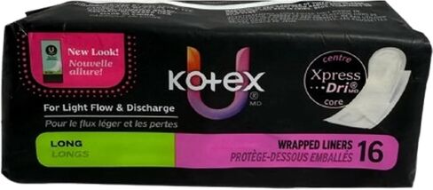 Kotex Lightdays Liner, Long, 16 Count, (Pack of 6) in Kuwait