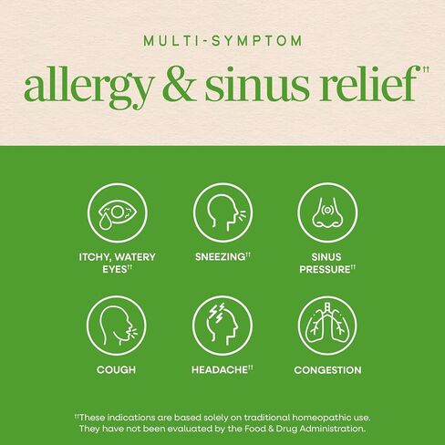 Nature's Way Umcka Allergy+Sinus Homeopathic, Sneezing, Runny Nose, Congestion, and Sinus Pressure**, Phenylephrine Free, Non-Drowsy, Cherry Flavored, 20 Chewable Tablets in Kuwait