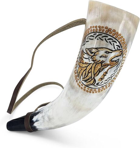 Norse Tradesman XXL Viking Blow Horn - Deep Sound - Polished 28" Ox-Horn Battle Horn War Trumpet with Leather Carrying Strap – "Doomsinger" in Kuwait