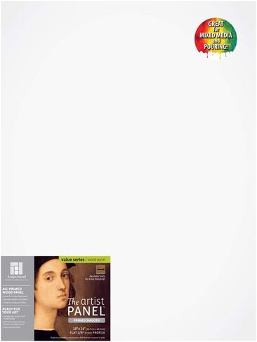 Ampersand Art Supply Wood Gesso Artist Painting Panel: Primed Smooth, 10" x 10", 3/8" Flat Profile in Kuwait