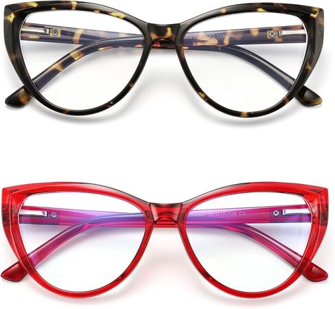 TEAPLMTT 2 Pack Cat Eye Blue Light Blocking Glasses for Women Trendy TR90 Frame Anti Blue Ray Eyesatrain Computer Eyeglasses in Kuwait