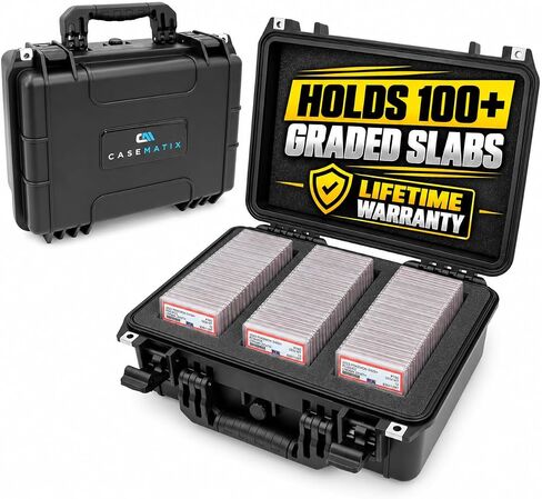 CASEMATIX Graded Card Storage Box Fits 90+ BGS PSA Trading Cards TCG, Waterproof Sports Card Case with Three Custom Graded Card Case Compartments in Kuwait
