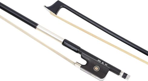 MI&VI Classic Carbon Fiber Viola Bow (4/4 Full Size) in Black with FREE BOW CASE | Ebony Frog | Well Balanced | Light Weight | Real Mongolian Horse Hair - By MIVI Music in Kuwait