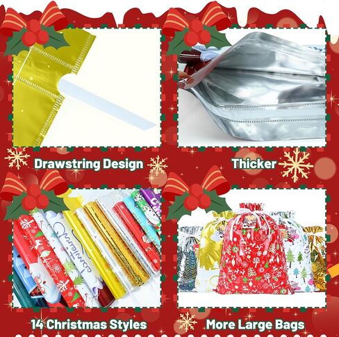 Iioscre 8PCS Christmas Gift Bags,Large Christmas Bags with Handles,Christmas Treat Bags for gifts,Non-Woven Christmas Goodie Bag,Reusable Xmas holiday gift bags for Party New Year, 12.8 * 9.8 * 6.7in in Kuwait