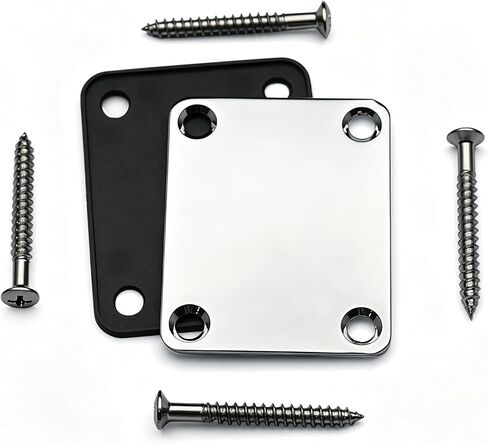 KAIY 2 Pack Electric Guitar Neck Plate with Screws, Metal Guitar Neck Plate for Replacement Electric Guitar Part, Strat Tele Style Guitar Cigar Box Guitar Parts Repair Replace(Black) in Kuwait