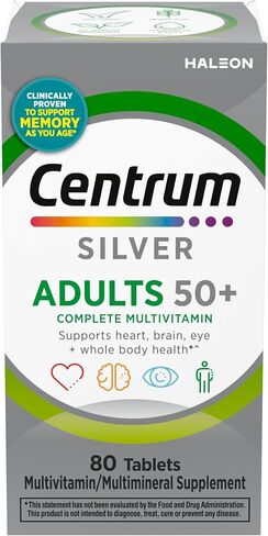 Centrum Silver Adult (80 Count) Multivitamin/Multimineral Supplement Tablet, Vitamin D3, Age 50+ in Kuwait