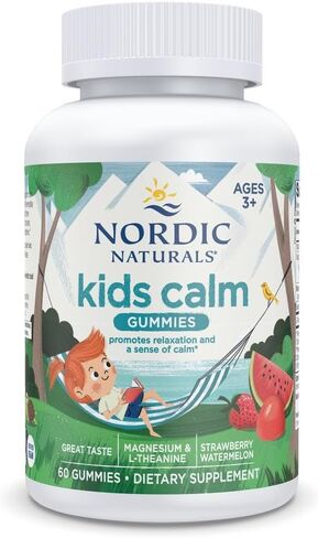 Nordic Naturals Kids Calm Gummies - Strawberry Watermelon - 60 Gummies - Magnesium L-Theanine Supplement - Calming Gummies for Kids - Relaxation Support - Up to 60 Servings in Kuwait