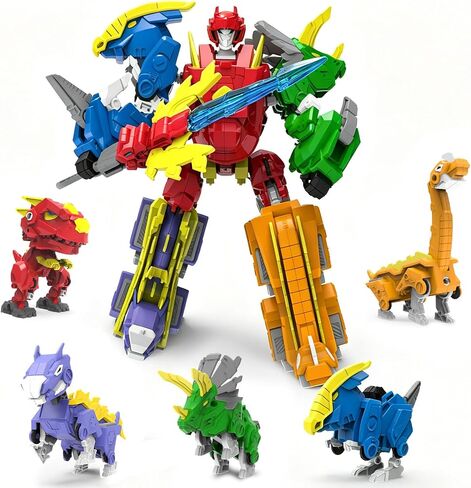 Wenbeier Robot Dinosaur Toys 6-in-1 Combined Large Robot Toys Take Apart Toys Including 6 Dinosaur Action Figures -Triceratops Deformation Toys for Kids Ages 6 7 8 9 in Kuwait