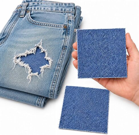 Denim Stretch Jean Patches Super Strong Iron On- by Holey Patches (Assorted Sizes) (Slightly Off White, 2-4" x 4") in Kuwait