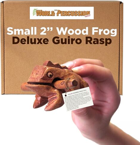 Deluxe Small 2" Wood Frog Guiro Rasp - Percussion Musical Instrument Tone Block - by World Percussion USA in Kuwait