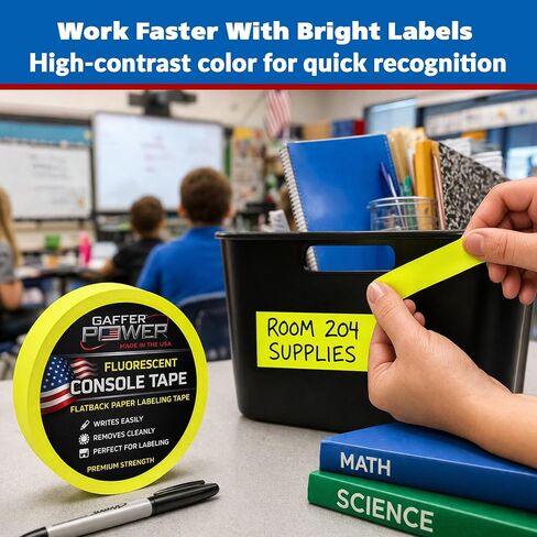 Gaffer Power Labeling Tape - Clean Removable Console Tape | Adhesive Tape for Light Control Board, DJ Mixing Board, Audio Mixer, Arts and Crafts - 1" x20Yds in Kuwait