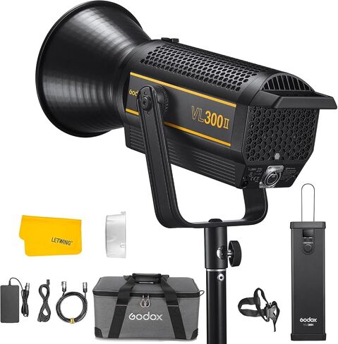 Godox VL300 II LED Video Light, 320W 5600K Daylight-Balanced Bowens Mount Continuous Video Light,CRI 96 TLCI 96 0-100% Dimming,16 Groups 32 Channels,2.4GHz Wireless Bluetooth Control(VL300 Upgraded) in Kuwait