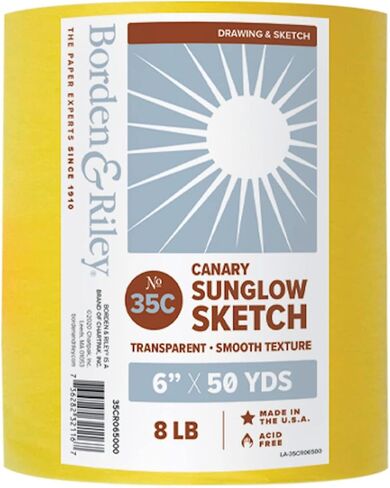 Borden & Riley 24" x 50 Yards #35C Sun-Glo Thumbnail Sketch Paper, 8 lb, White, 1 Roll Each (35WR245000) in Kuwait