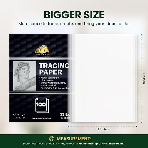 MyArtscape Tracing Paper Pad - 33lb - 9" x 12" - 100 Transparent Sheets - Artist Quality in Kuwait