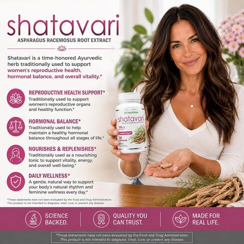 VH Nutrition SHATAVARI | Shatavari Capsules | 700mg Asparagus Racemosus Extract | Female Vitality* & Rejuvenation* | Natural Estrogen Balance* | 60 Capsules in Kuwait