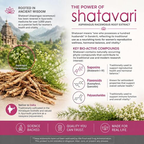 VH Nutrition SHATAVARI | Shatavari Capsules | 700mg Asparagus Racemosus Extract | Female Vitality* & Rejuvenation* | Natural Estrogen Balance* | 60 Capsules in Kuwait