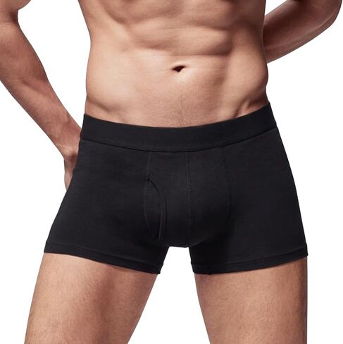 AIRCUTE Men Absorbent Urine Incontinence Underwear, Fly Front Opening, Leak Proof Boxer Briefs for Leakage or Dribbles (Medium, Black) in Kuwait