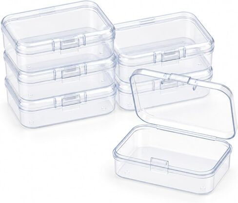 ISKYBOB 6 Packs Small Plastic Storage Containers, Clear Rectangle Bead Organizer Case with Lids for Crayons, Crafts, Bobby Pin Holder(3.7x 2.4in) in Kuwait