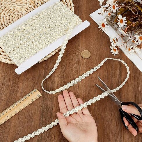 PH PandaHall 15M(16 Yards) 1/2"(14mm) Nylon Curve Pattern Gimp Braid Trim for Costume DIY Crafts Sewing Jewelry Making Home Decoration, Creamy White in Kuwait