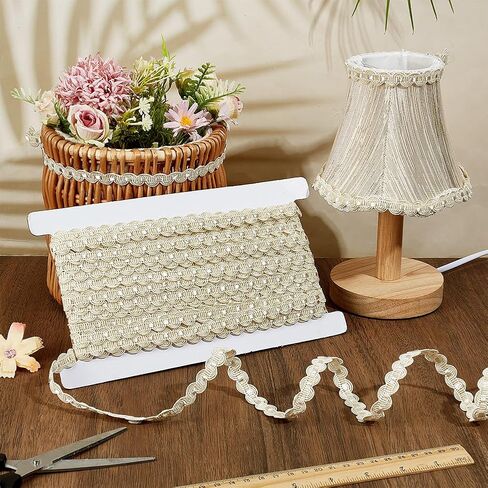 PH PandaHall 15M(16 Yards) 1/2"(14mm) Nylon Curve Pattern Gimp Braid Trim for Costume DIY Crafts Sewing Jewelry Making Home Decoration, Creamy White in Kuwait