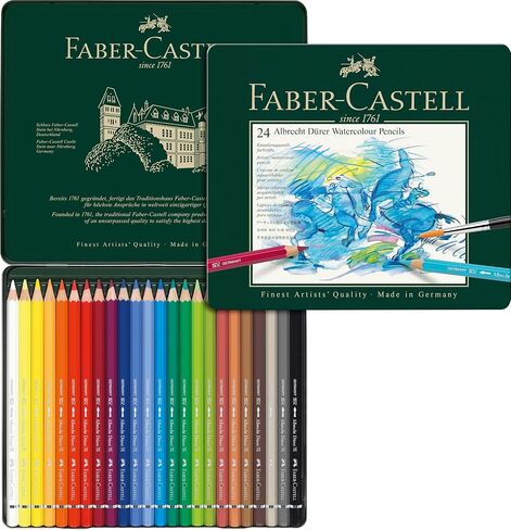Faber-Castel FC117524 Albrecht Durer Artist Watercolor Pencils in A Tin (24 Pack), Assorted in Kuwait