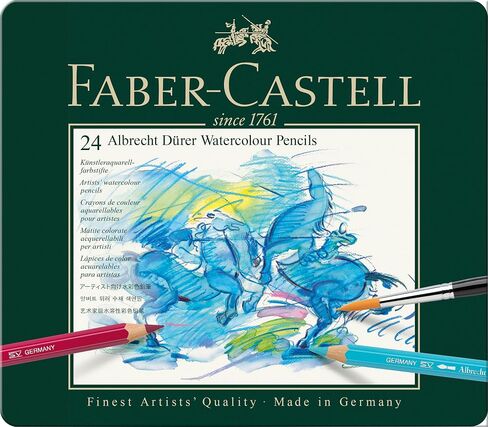 Faber-Castel FC117524 Albrecht Durer Artist Watercolor Pencils in A Tin (24 Pack), Assorted in Kuwait