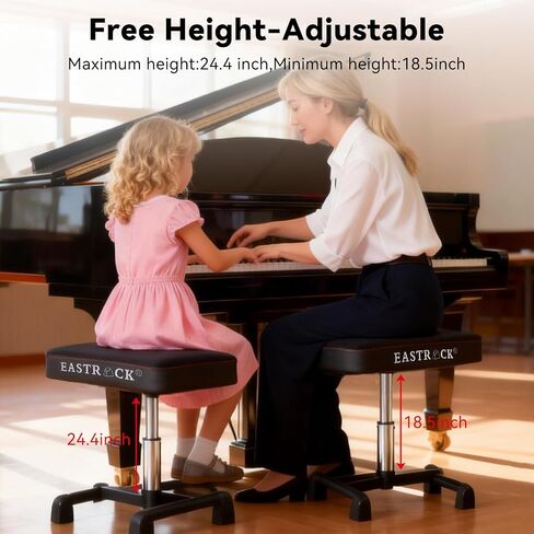 EASTROCK Piano Bench,Adjustable Piano Keyboard Bench, X-Style Stool Chair Seat for Electronic Keyboards & Digital Pianos,3 Inch Thick Padded Portable Foldable Stool(Additional Version) in Kuwait