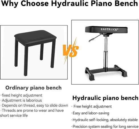 EASTROCK Piano Bench,Adjustable Piano Keyboard Bench, X-Style Stool Chair Seat for Electronic Keyboards & Digital Pianos,3 Inch Thick Padded Portable Foldable Stool(Additional Version) in Kuwait