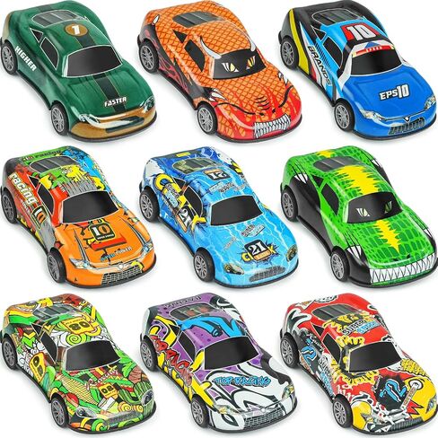4.2" Toy Cars Metal Race Cars Vehicles 9 Pack, Pull Back Cars Toys for Boys, Girls, Toddlers, Kids 2,3,4,5,6,7 Years Old, Party Favors, Teacher Reward Prizes, Boy Birthday Gifts in Kuwait