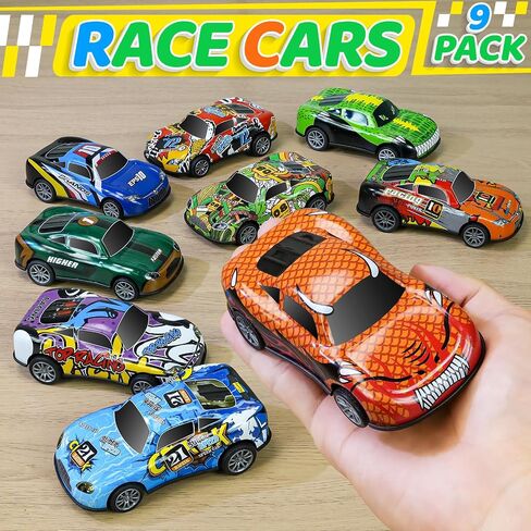 4.2" Toy Cars Metal Race Cars Vehicles 9 Pack, Pull Back Cars Toys for Boys, Girls, Toddlers, Kids 2,3,4,5,6,7 Years Old, Party Favors, Teacher Reward Prizes, Boy Birthday Gifts in Kuwait