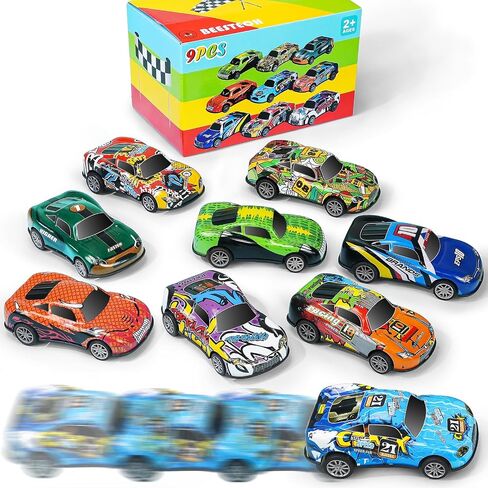 4.2" Toy Cars Metal Race Cars Vehicles 9 Pack, Pull Back Cars Toys for Boys, Girls, Toddlers, Kids 2,3,4,5,6,7 Years Old, Party Favors, Teacher Reward Prizes, Boy Birthday Gifts in Kuwait