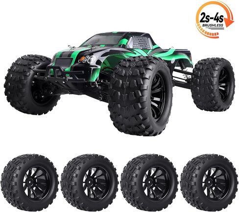 Hobbypark 2.8 12mm Hex RC Truck Wheels and Tires for 1/10 Scale Traxxas Stampede VXL Hoss 4x4 Redcat Volcano Epx Pro S30 Monster Truck fit 2S 3S Brushless Models in Kuwait
