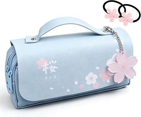 Kawaii Cherry Blossom Pencil Bag Pink Sweet Pencil Case Large Capacity Stationery Pouch School Supplies Makeup Bag in Kuwait