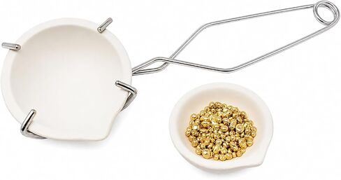 Italian Melting Ceramic Crucible Set of 2 Melting Gold Silver Copper with Whip Tongs Handle 2A (Small) in Kuwait
