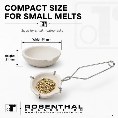Italian Melting Ceramic Crucible Set of 2 Melting Gold Silver Copper with Whip Tongs Handle 2A (Small) in Kuwait