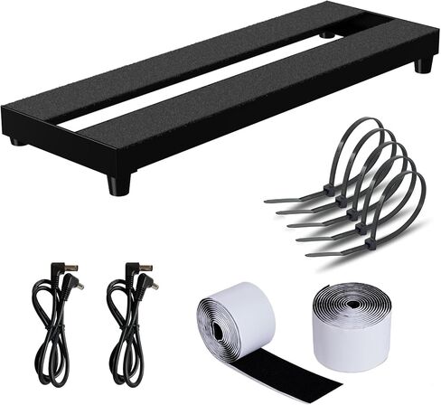 AYCRIT Mini Guitar Pedal Board, Aluminum Alloy 0.9lb Small Effect Bass Pedalboard, 16 * 5.3in, With Pedals Mountain Tape, Power DC Cable, Cable Tie in Kuwait
