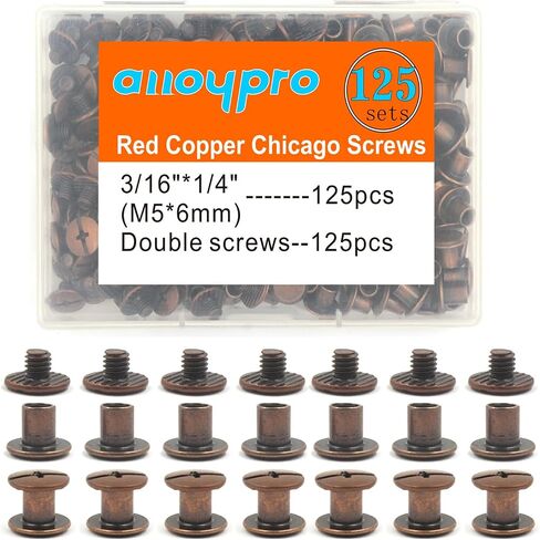 80 Sets Chicago Screws Assorted Kit 4 Sizes Red Copper Leather Rivets 1/4 5/16 3/8 1/2 Screw Rivets Slotted Phillip Head Book Binding Posts Nail Rivet Chicago Bolts for DIY Leather Craft Bookbinding in Kuwait