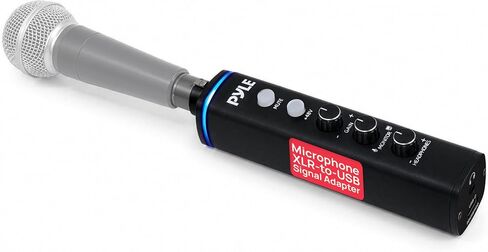 Pyle Microphone XLR-to-USB Signal Adapter - Universal Plug and Play XLR Mic to PC Adaptor for Digital Recording w/ Mix Audio Control, +48V Phantom Power, Headphone Volume, USB Cable - PDUSBPP10 in Kuwait
