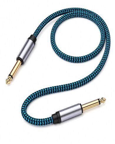 Hftywy 6.35mm Guitar Cable 25 ft 1/4 Inch Guitar Instrument Cable 6.35mm (1/4) TS to 6.35mm (1/4) TS Stereo Audio Cable Male to Male with Zinc Alloy Housing and Nylon Braid in Kuwait