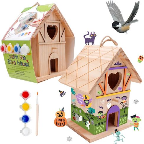 DIY Wooden Birdhouse Painting Kit for Kids, Bird House to Paint Set,Wood Arts and Crafts for Children,Ages 3-12 Build Your Own Bird Houses Set,Includes Paints & Brushes in Kuwait