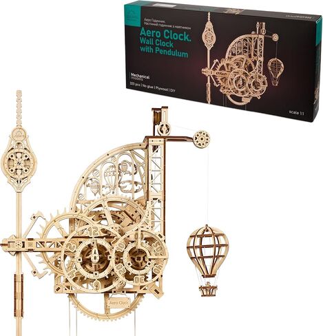 UGEARS Wooden 3D Puzzles for Adults - Astronomer Table Clock with Tourbillon Model Kit - Mechanical Clock Kit Functional DIY Miniature Kit Wood Crafts for Adults - Gifts For Puzzle Lovers - 338 Pieces in Kuwait