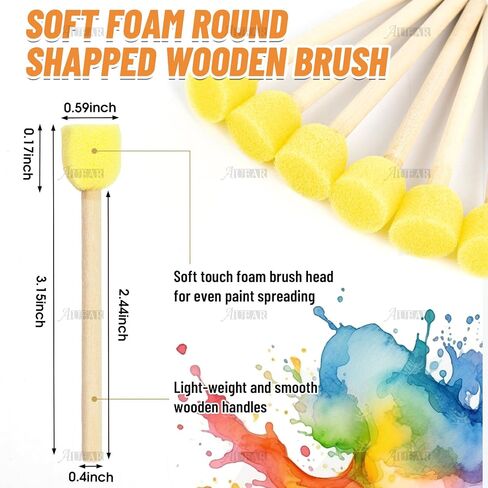 AUEAR, 40 Pack Round Foam Sponges Brush Pouncers Dabbers Set Assorted Size Paint Tools in Kuwait