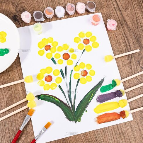 AUEAR, 40 Pack Round Foam Sponges Brush Pouncers Dabbers Set Assorted Size Paint Tools in Kuwait