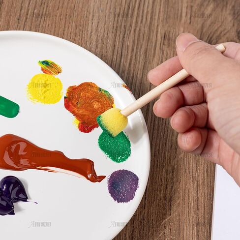 AUEAR, 40 Pack Round Foam Sponges Brush Pouncers Dabbers Set Assorted Size Paint Tools in Kuwait
