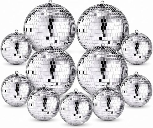 Libima 12 Pack Disco Ball Bulk Large Hanging Disco Ball Party Decorations Different Sizes Small Mirror Ball Decorations for Stage Bar Wedding Festivals Party Decorations(6'', 4'') in Kuwait