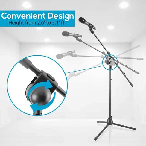 PYLE Dynamic Microphone and Tripod Stand Arm Mic Length 7.48'' Inch w/Acoustic Pop Filter-Includes 15' ft XLR Cable, Black (PMKSM20) in Kuwait