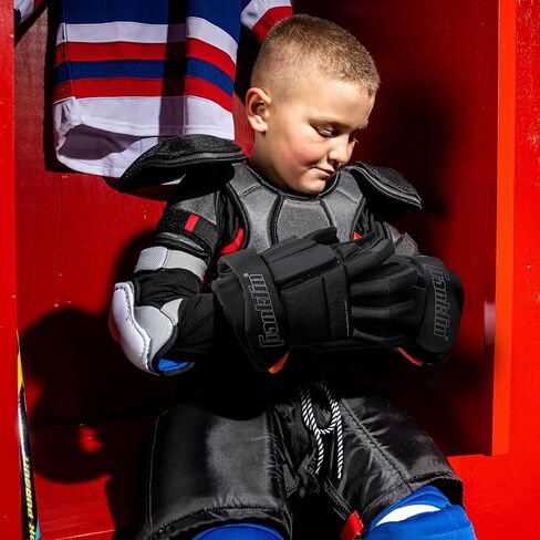 قفازات هوكي الجليد من فرانكلين سبورت - قفازات الشباب 25.4 سم - نظام قفل الإبهام - سوار مرن كامل الحركة - مثالي للأطفال! in Kuwait