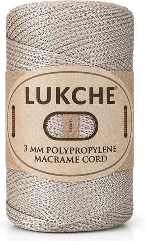 3mm Premium Polyester Macrame Cord (147 Yards), (8.82 Oz) 100% Polypropylene Macrame Rope, Colorful Yarn Crochet Macrame Bag Craft for Wall Hangers, Bottom Plates, Carpets (Beige 1) in Kuwait