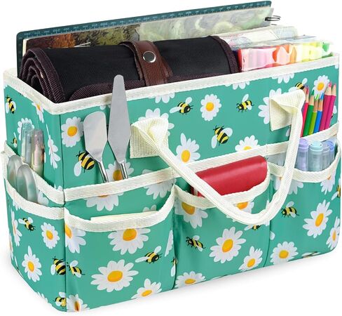 qianshan Craft Organizer Tote Bag with Multiple Pockets, Large Art Storage Caddy with Handles for Art, Craft, Sewing, Make-up，Scrapbooking, Medical, and Office Supplies Storage.Blue Fish in Kuwait